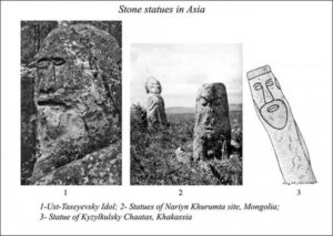 Comparando el ídolo de piedra de Ust-Taseyevsky con otras estatuas de piedra en Asia. Imagen: Yuri Grevtsov