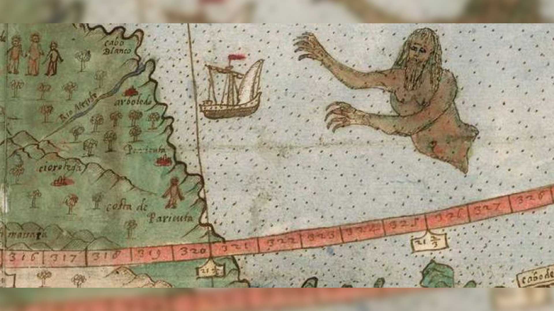 INCREÍBLE - Seres mitológicos representados en este antiguo mapa restaurado