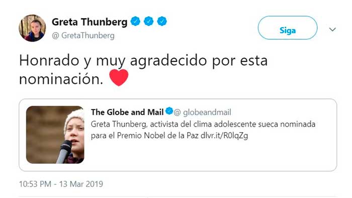 Negacionistas del Cambio Climático atacan a Greta Thunberg por redes sociales