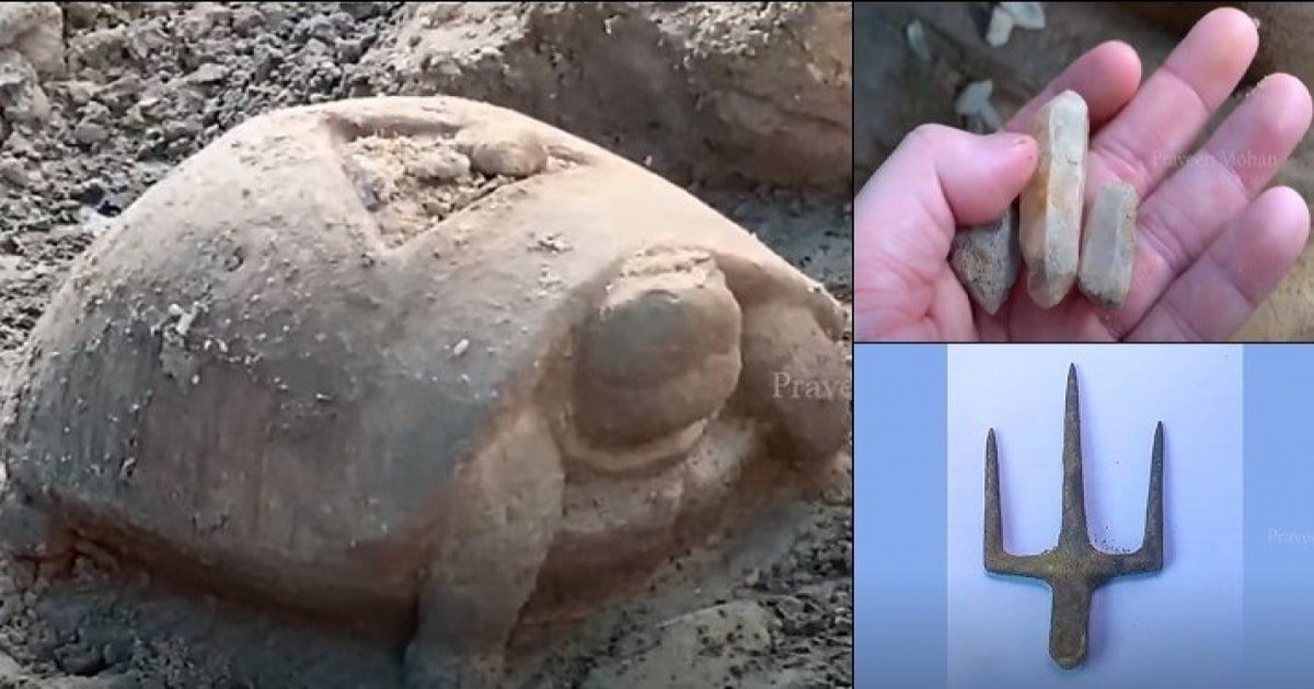 Exploradores camboyanos han encontrado un antiguo transmisor de radio de cristal dentro de una tortuga de piedra