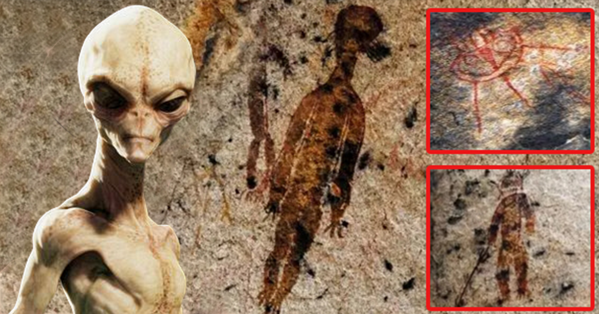 Pintura de 10,000 años de antigüedad con seres extraterrestres y ovnis encontrados en una cueva antigua en la India